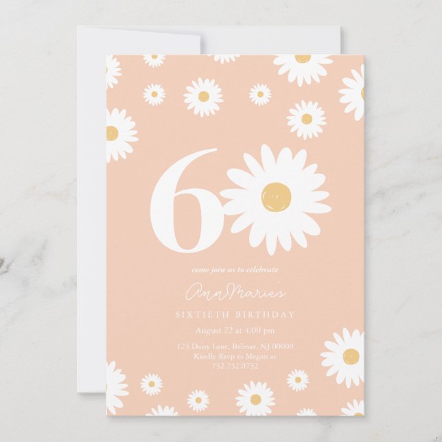 Apricot Daisy 60e anniversaire Invitation (Devant)
