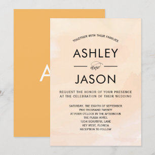 Apricot doux Faire-part de mariage aquarelle