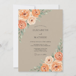Apricot Elegant Autumnal Wedding Invitation