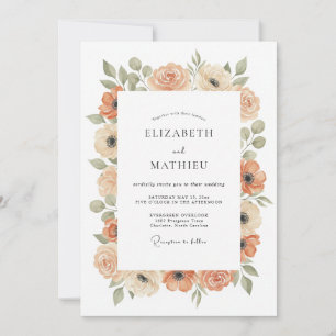 Apricot Enchanting Botanical Wedding Invitation
