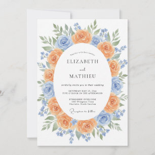 Apricot Glorious Botanical Wedding Invitation