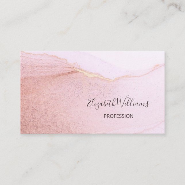 Apricot Gold Ink Marble | QR Code Business Card (Front)