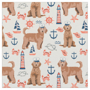 Apricot Golden Doodle nautical Fabric