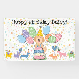 Apricot Goldendoodle Dog Birthday Party Banner
