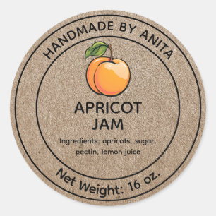 Apricot Jam Jelly Jar Étiquette Kraft