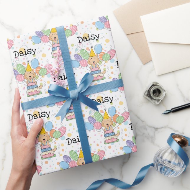 Apricot Labradoodle Dog Birthday Wrapping Paper (Gifting)