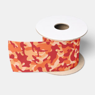 Apricot Lava Camouflage Satin Ribbon