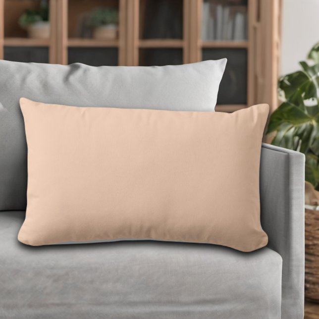 Apricot Light Peach Minimalist Solid Colour  Lumbar Pillow (Creator Uploaded)