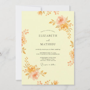 Apricot Luminous Botanical Wedding Invitation