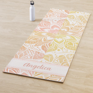 Apricot Mandala Yoga Mat with Custom Name