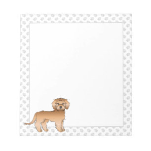Apricot Mini Goldendoodle Cartoon Dog & Paws Notepad