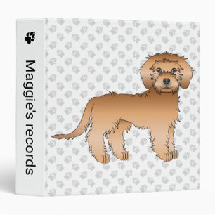 Apricot Mini Goldendoodle Cartoon Dog & Text Binder