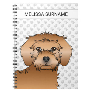 Apricot Mini Goldendoodle Cartoon Dog & Text Notebook
