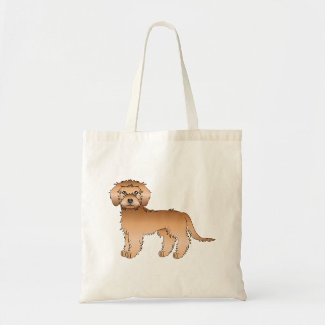 Apricot Mini Goldendoodle Cute Cartoon Dog Tote Bag (Front)