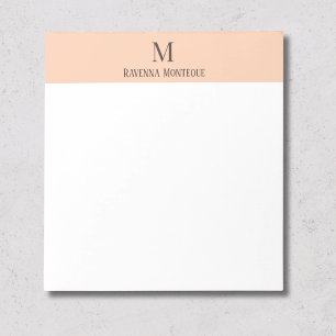 Apricot Minimal Personalized Name Letter Monogram Notepad