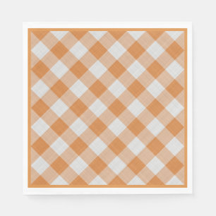 Apricot Orange Country Cottage Gingham Stripes Napkin