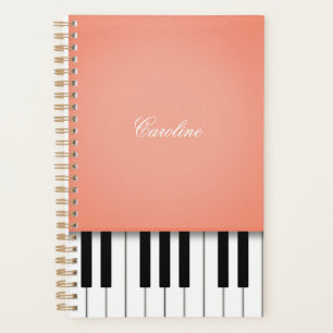 Apricot Orange Piano Keyboard Personalized Music Planner