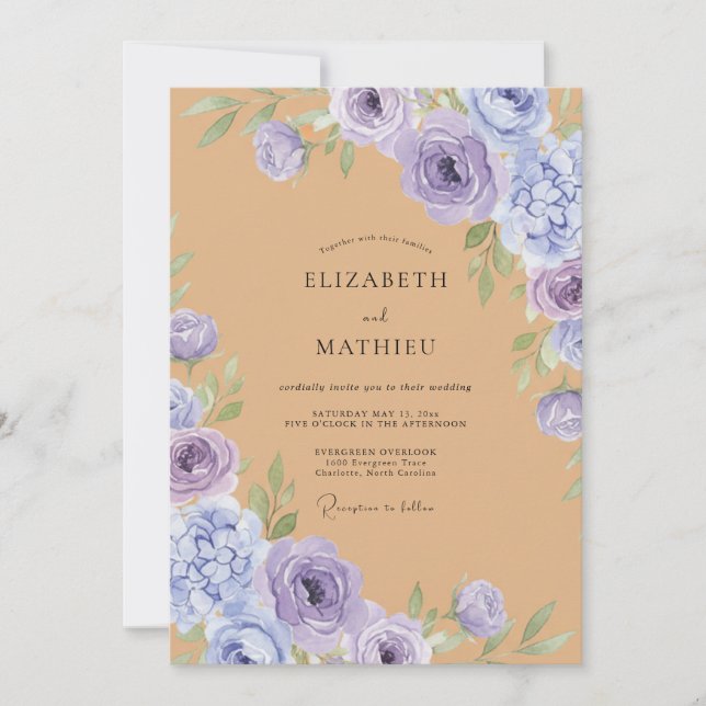 Apricot Painterly Romantic Wedding Invitation (Front)