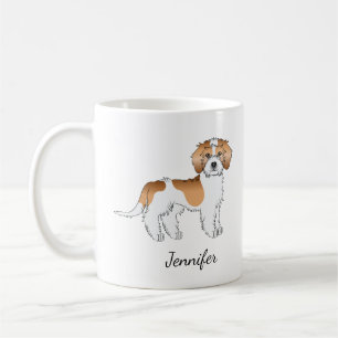 Apricot Parti-colour Mini Goldendoodle Dog & Name Coffee Mug