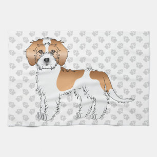 Apricot Parti-colour Mini Goldendoodle Dog & Paws Kitchen Towel