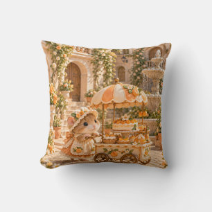 Apricot Pastry Cart Little Garden Baker Throw Pillow