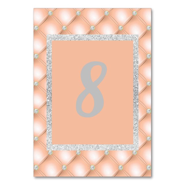 APRICOT PEACH DIAMOND MODERN TABLE NUMBER (Front)