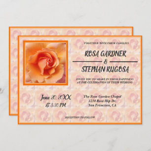 Apricot Peach Hybrid Rose Flower Wedding Invitation