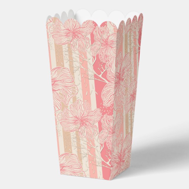 Apricot peach pink floral striped pattern favor box (Front)