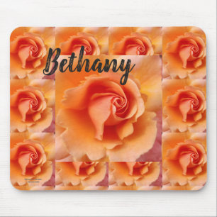 Apricot Peach Rose Flower Close Up Photo Mouse Pad