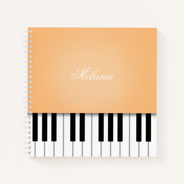 Apricot Piano Music Keyboard Personalized Notebook (Front)