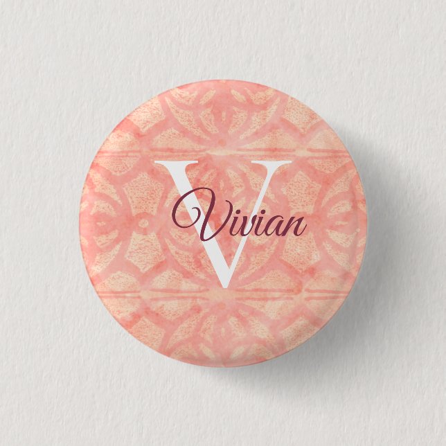 Apricot Pink 1 Inch Round Button (Front)