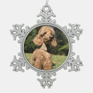 Apricot Poodle Customizable Snowflake Pewter Christmas Ornament
