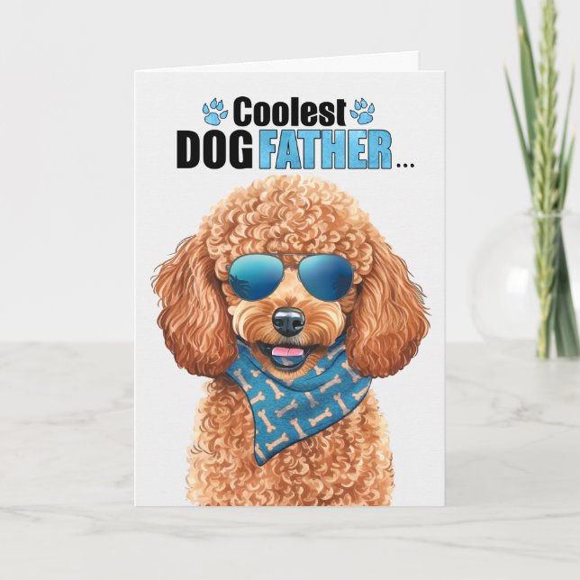 Apricot Poodle Dog Coolest Dad Father's Day Holiday Card (Front)