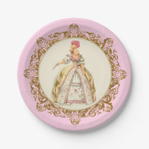 Apricot Poodle Marie Antoinette Paper Plates