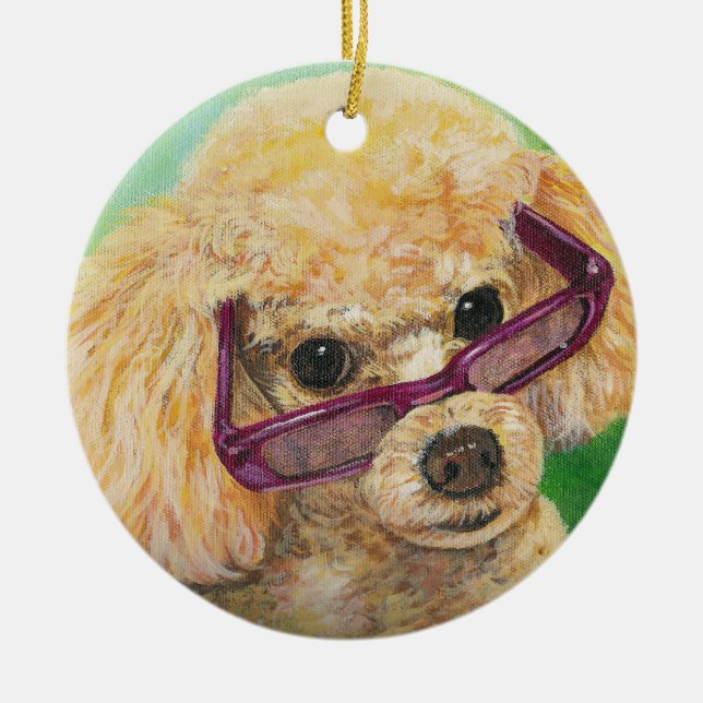 Apricot Poodle Ornament Christmas Gift (Front)