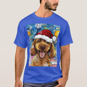 Apricot Poodle Santa Starry Night Dog Christmas Ar T-Shirt