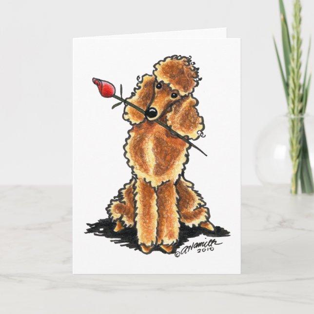 Apricot Poodle Sweetheart Valentines Holiday Card (Front)