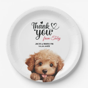 Apricot Poodle Wedding Thank You Paper Plate