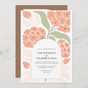 Apricot Pop Abstract Floral Modern Spring Wedding Invitation