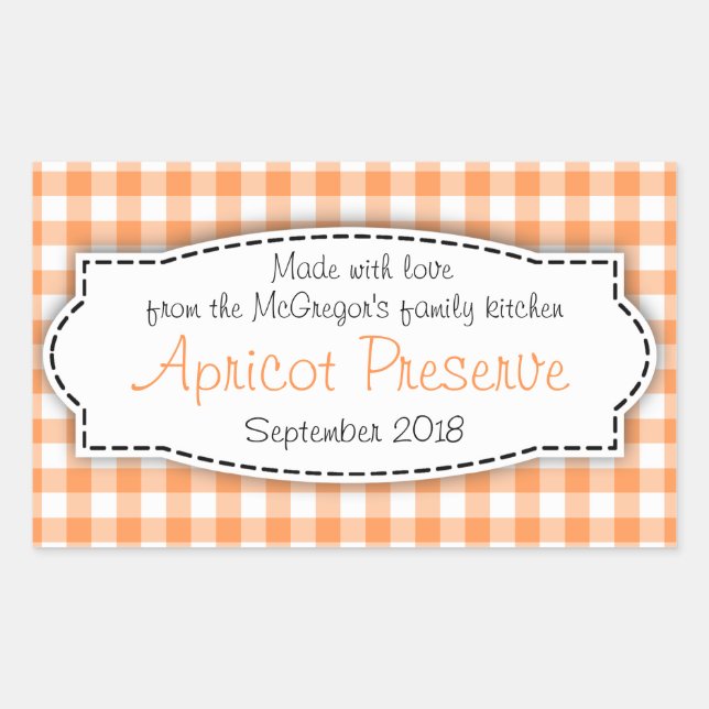 Apricot preserve jam orange food label sticker (Front)