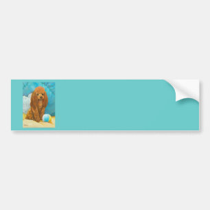 Apricot Red Poodle with Ball Bumper Sticker