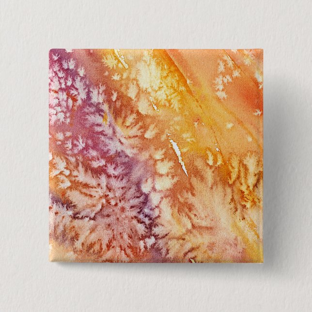Apricot Rose Abstract Design 2 Inch Square Button (Front)