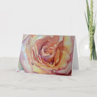 Apricot Rose Greeting Card, white envelopes Card