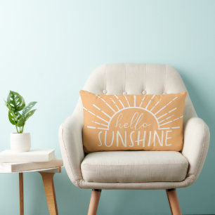 Apricot Simple Modern Hello Sunshine Lumbar Pillow