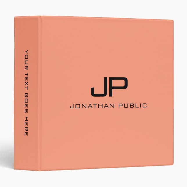Apricot Solid Colour Monogram Name Template Trendy Binder (Front/Spine)