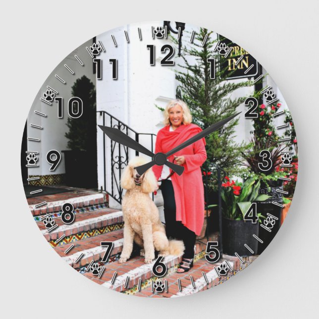 Apricot Standard Poodle - Bocelli Large Clock (Front)
