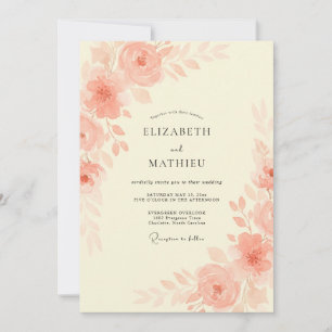 Apricot Subtle Romantic Wedding Invitation