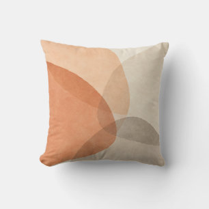 Apricot Taupe Translucent Abstract Shapes Throw Pillow