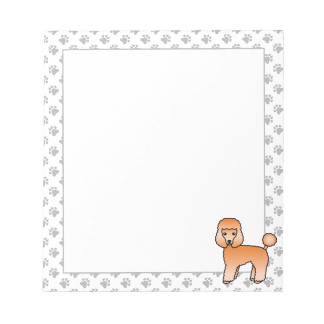 Apricot Toy Poodle Cute Cartoon Dog Notepad (Front)