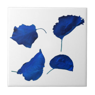 Apricot Tree Dark Royal Blue Leaves  Tile